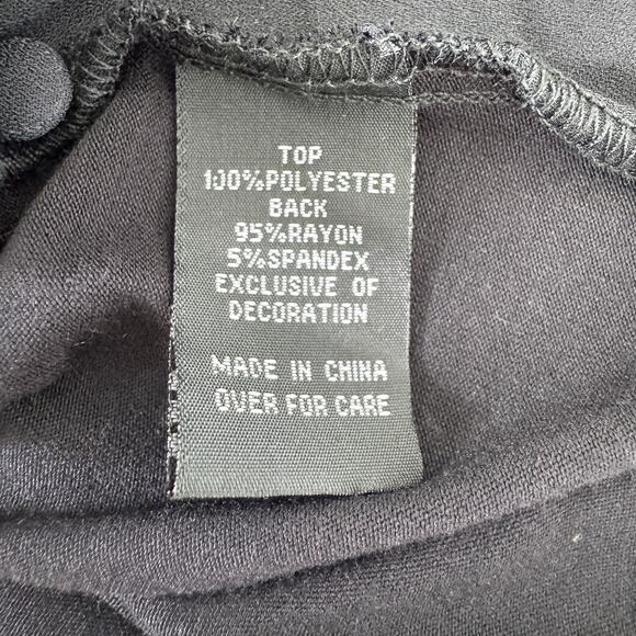 Stitch Fix Fortune + Ivy Womens Blouse Top Size M Embroidered V Neck Flowy Black - Picture 5 of 7